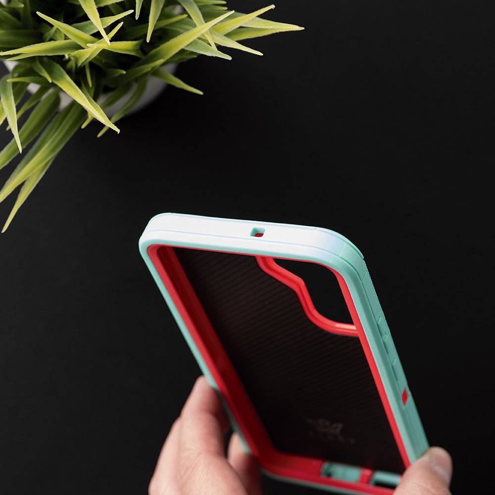 Estuche proteccion el rey defender samsung s22 plus color turquesa / rosado