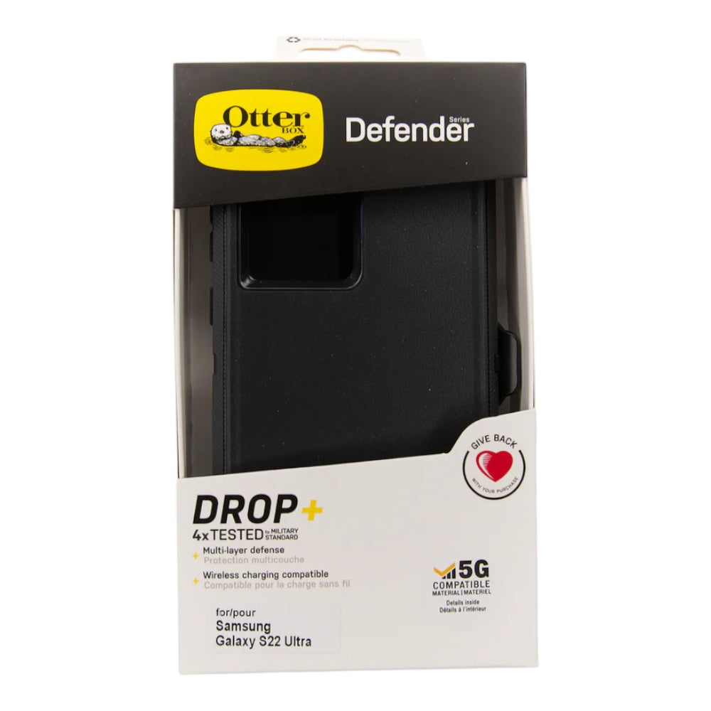 Estuche otterbox defender con clip color negro modelo samsung s22 ultra