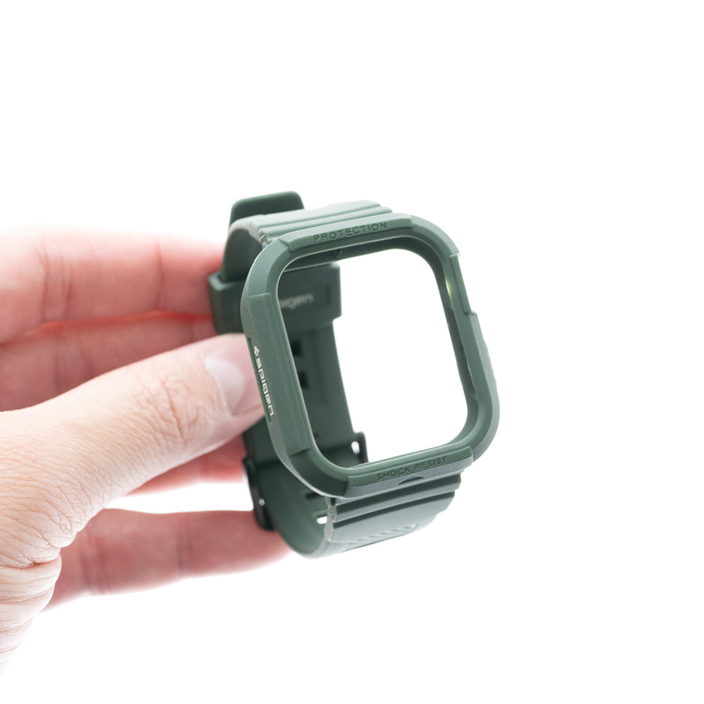 Estuche spigen rugged armor pro (bumper y pulsera) 40 mm 41 mm color verde musgo