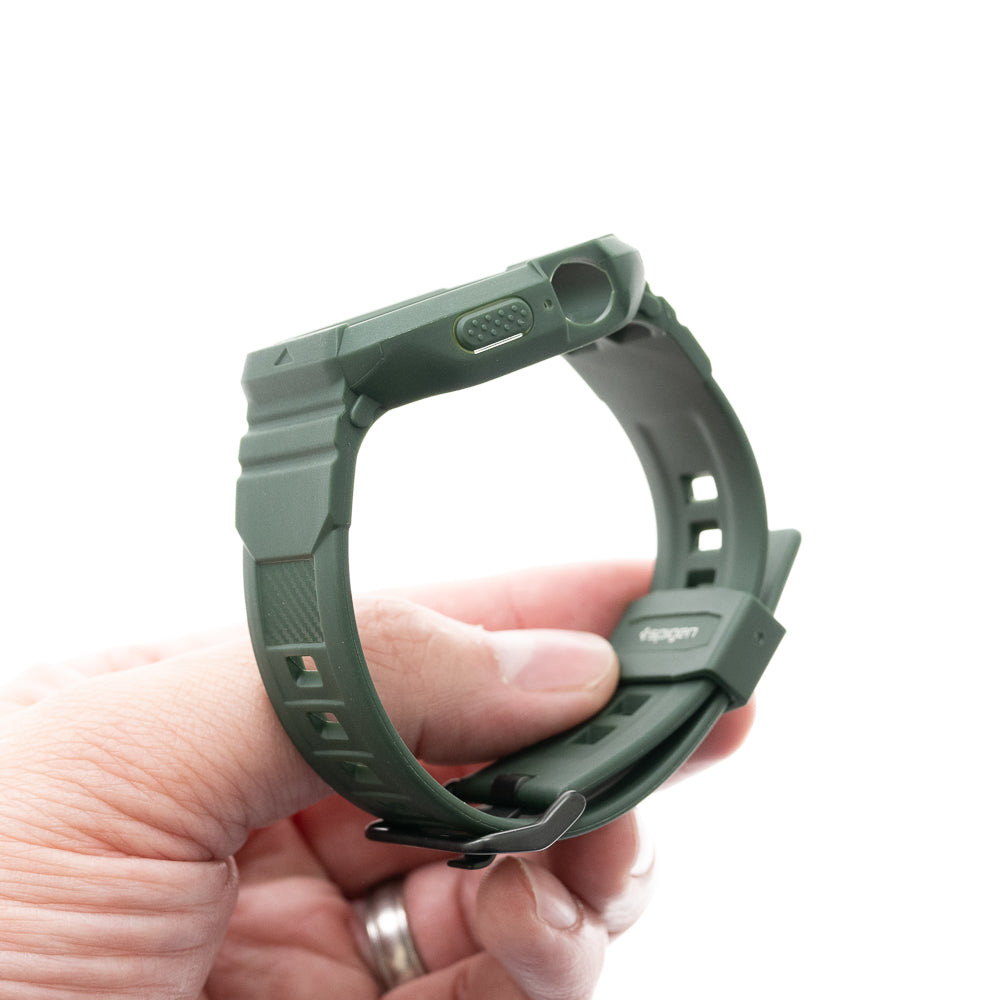 Estuche spigen rugged armor pro (bumper y pulsera) 40 mm 41 mm color verde musgo