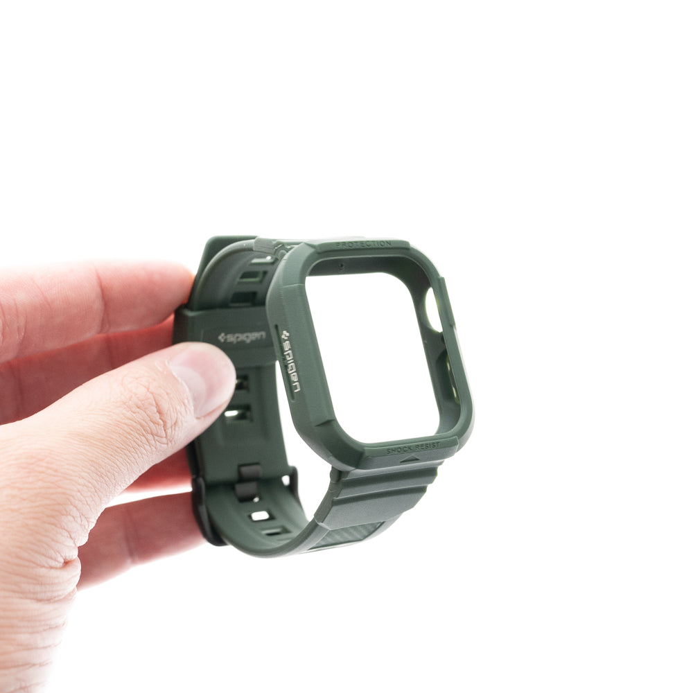 Estuche spigen rugged armor pro (bumper y pulsera) 40 mm 41 mm color verde musgo