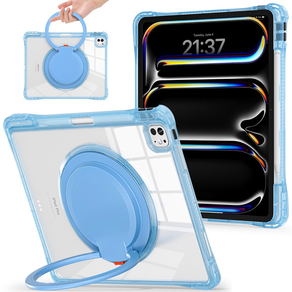 Estuche transparent b series modelo ipad pro 13 2024 color celeste con strap