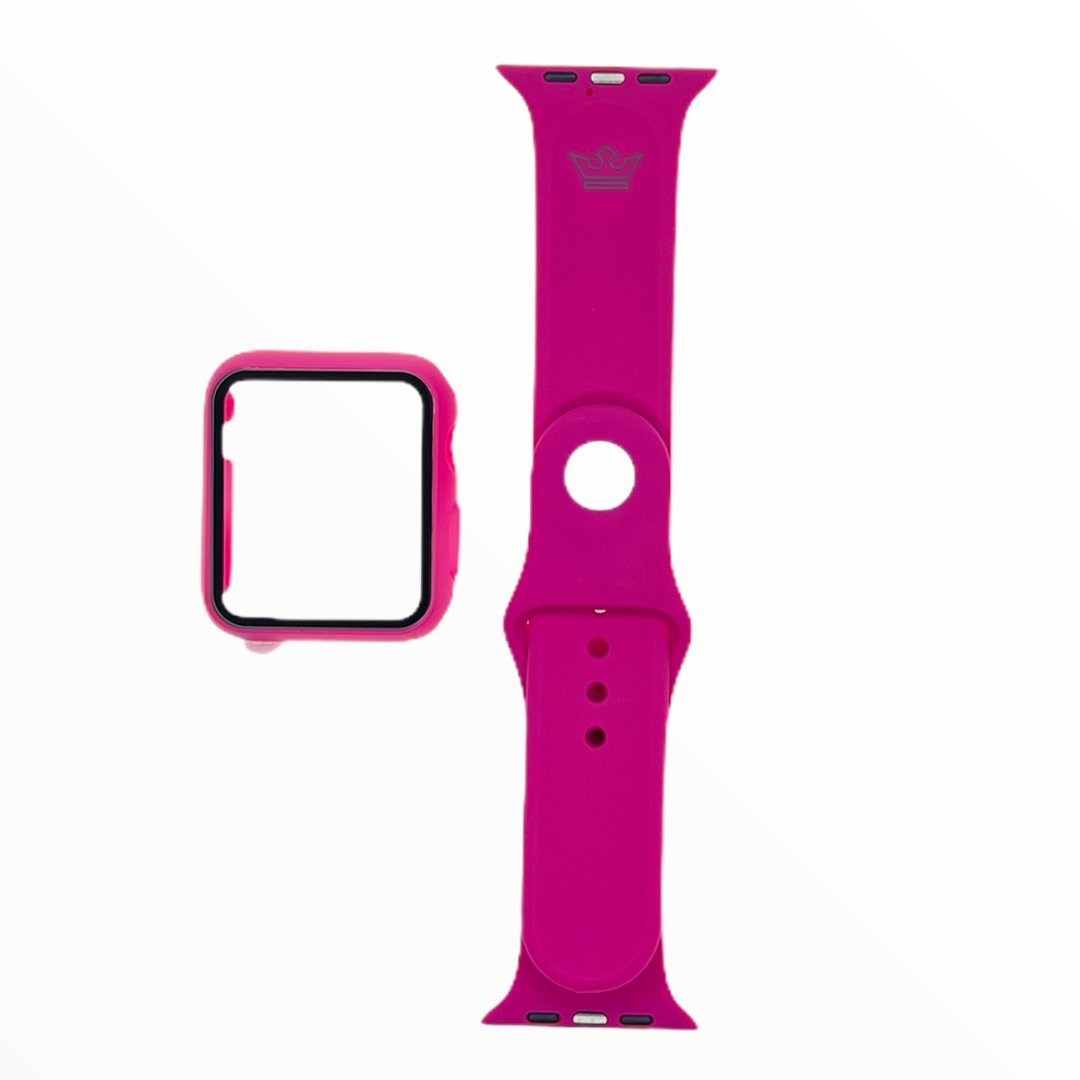 Accesorio El Rey Pulsera Con Bumper Y Protector De Pantalla Apple Watch 38 Mm Color Rojo Rosa - TOP MOVIL (B2C)