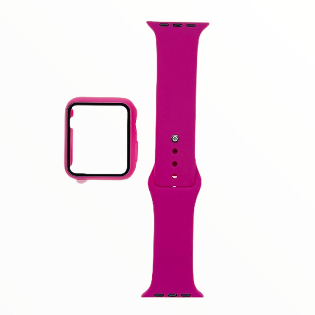 Accesorio El Rey Pulsera Con Bumper Y Protector De Pantalla Apple Watch 38 Mm Color Rojo Rosa - TOP MOVIL (B2C)