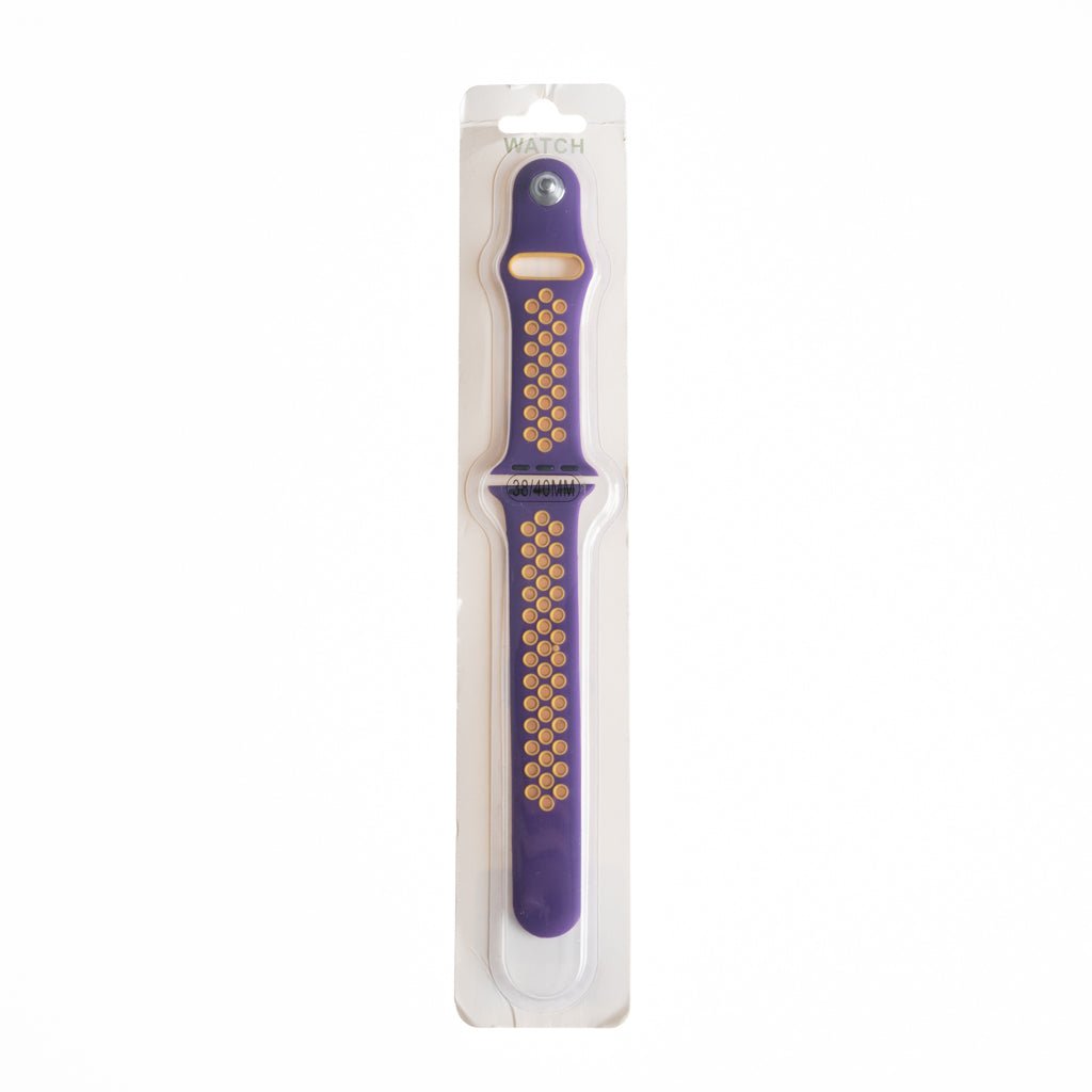 Accesorio el rey pulsera tipo nike apple watch 42 / 44 / 45 mm color morado / mostaza - TOP MOVIL