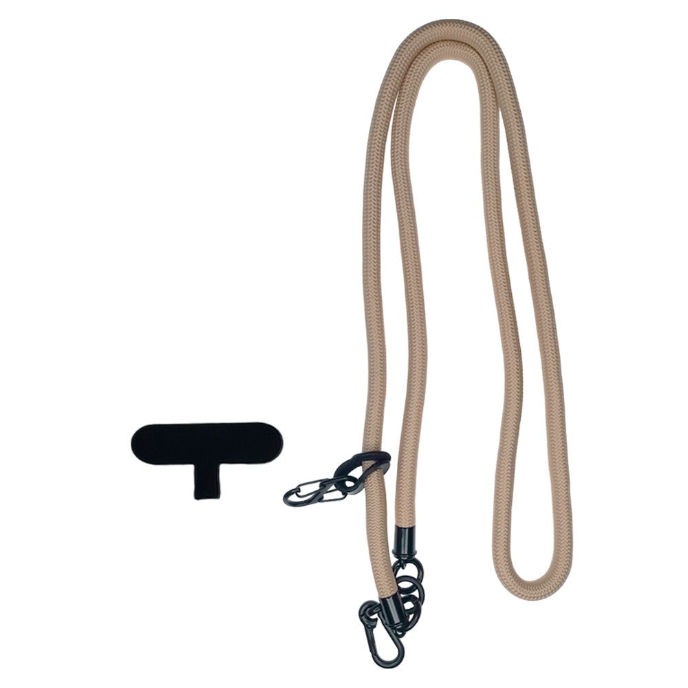 Accesorio el rey strap 8mm 1.2 m largo con sujetadora new con colgador de llaves y audifonos color beige - TOP MOVIL
