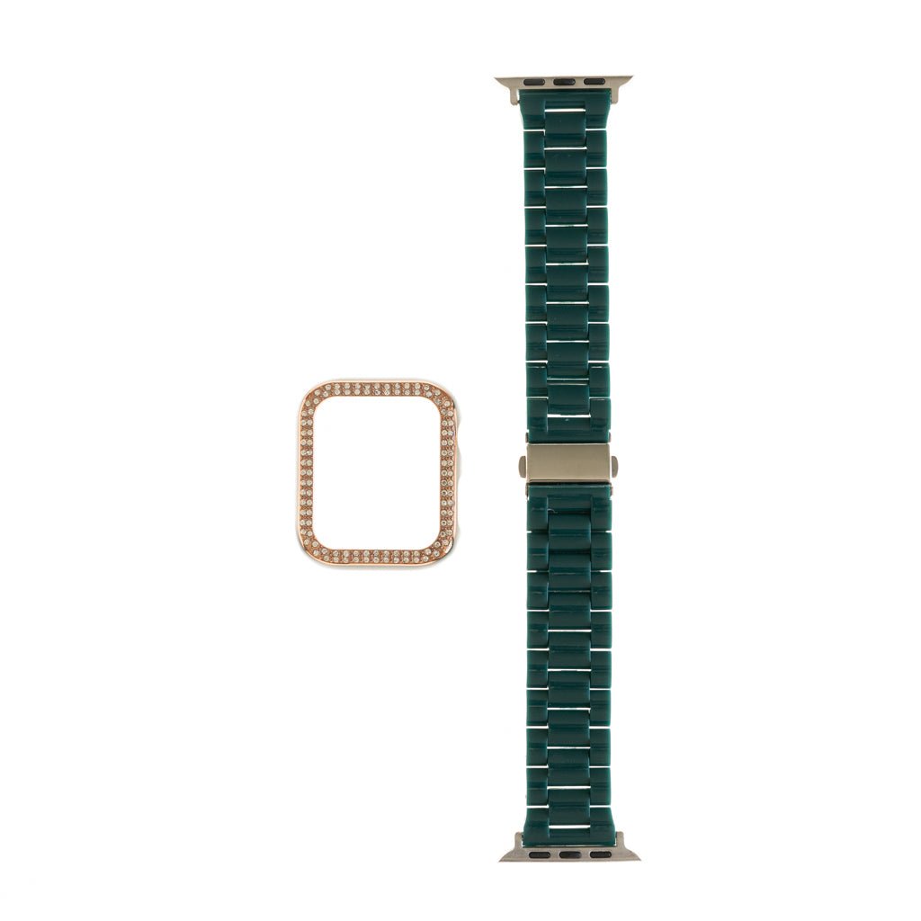 Accesorio generico pulsera con bumper de diamantes apple watch 38 mm color verde marfil - TOP MOVIL