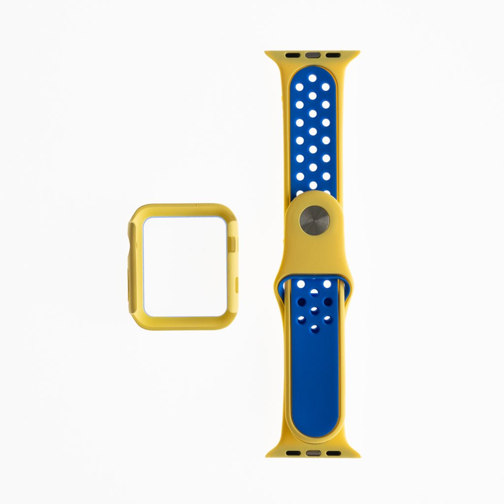 Accesorio generico pulsera nike con bumper apple watch 38 mm color amarillo / azul - TOP MOVIL
