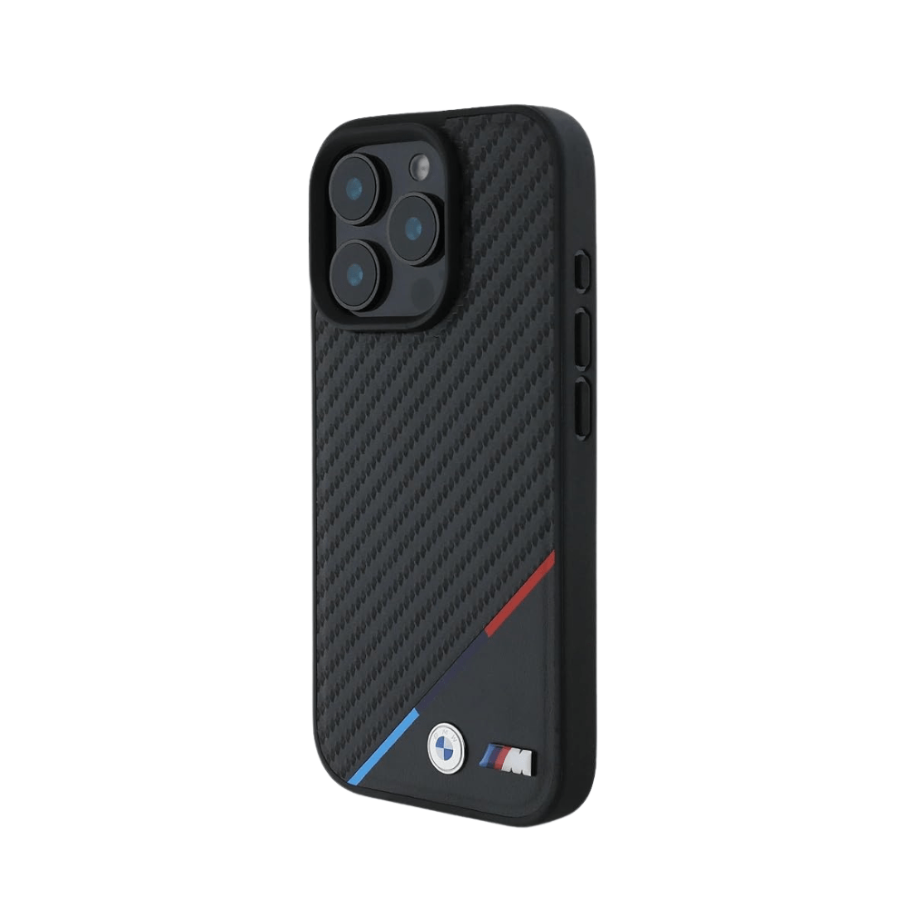 BMW hc m magsafe pu carbon tricolor line black iphone 16 pro max - TOP MOVIL