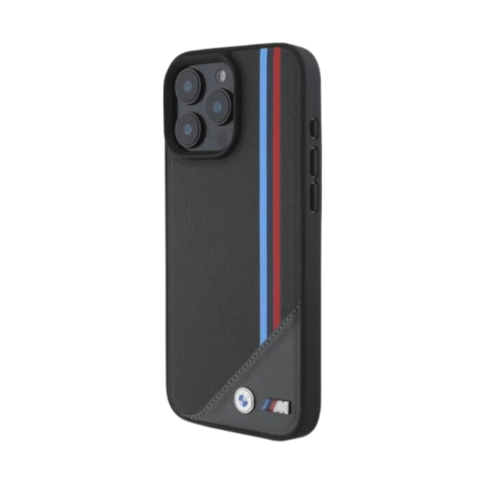 BMW hc m magsafe pu meshed tricolor stripes antracite iphone 16 pro max - TOP MOVIL