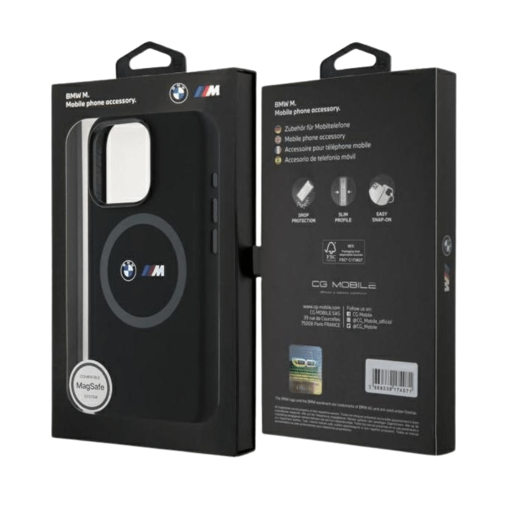 BMW hc m magsafe silicone printed ring black iphone 16 pro max - TOP MOVIL