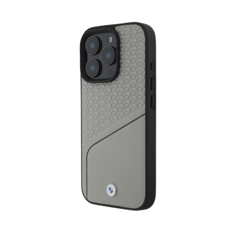 BMW hc sign magsafe leather textured and line grey iphone 16 pro max - TOP MOVIL
