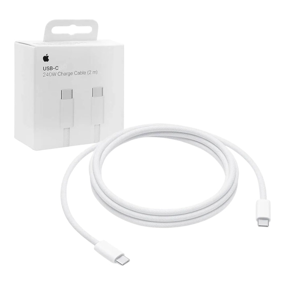 Cable apple tipo c a tipo c 240w trenzado 2m color blanco - TOP MOVIL