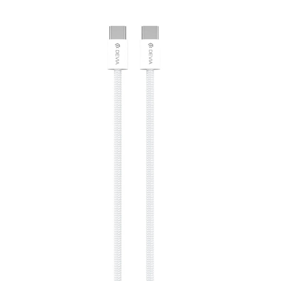 Cable devia tipoc smart series c to c pd 60w woven fast cable (3a,1m) color blanco - TOP MOVIL