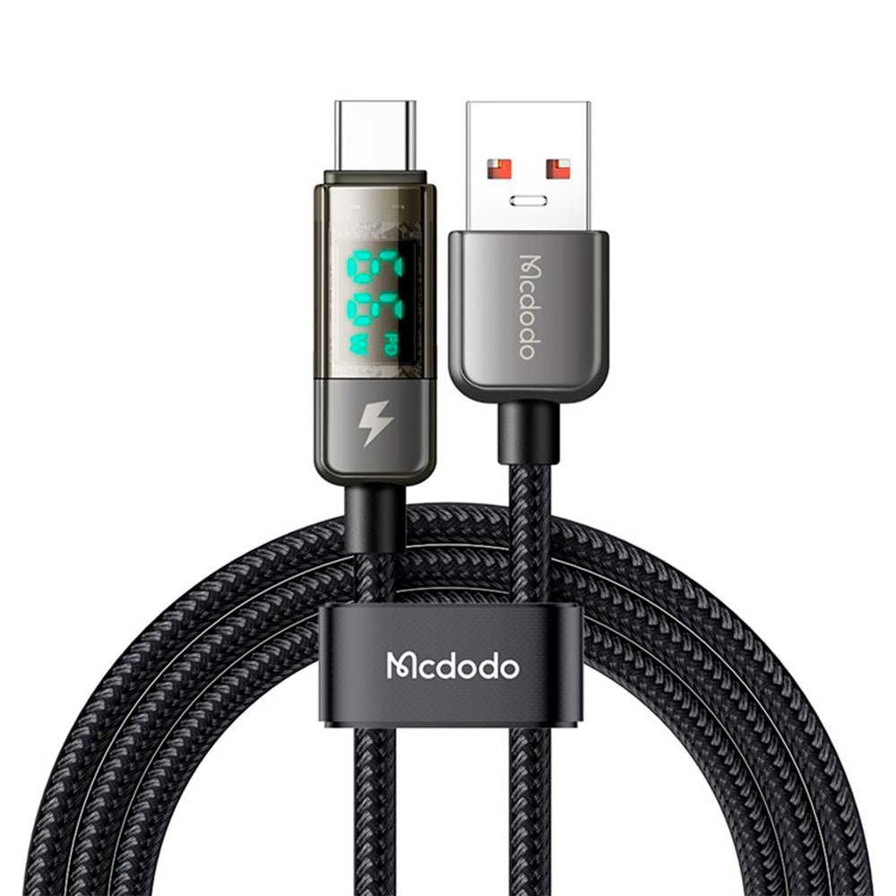 Cable mcdodo usb ca - 3631 - 1.8 metros con la funcion de auto disconnect con pantalla led para indicador usb a tipo c color negro - TOP MOVIL