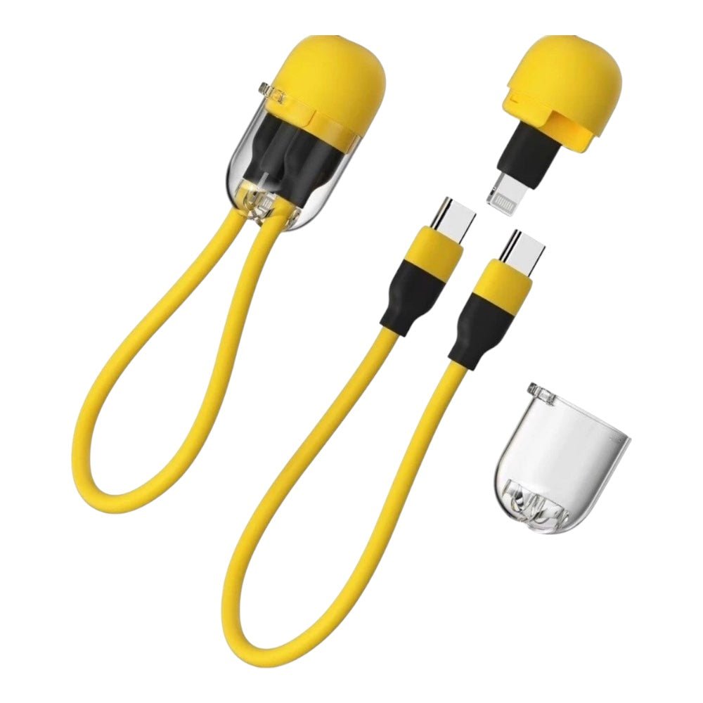 Cable sharge cable capsula 20w tipo c a tipo c y adaptador lightning color amarillo - TOP MOVIL