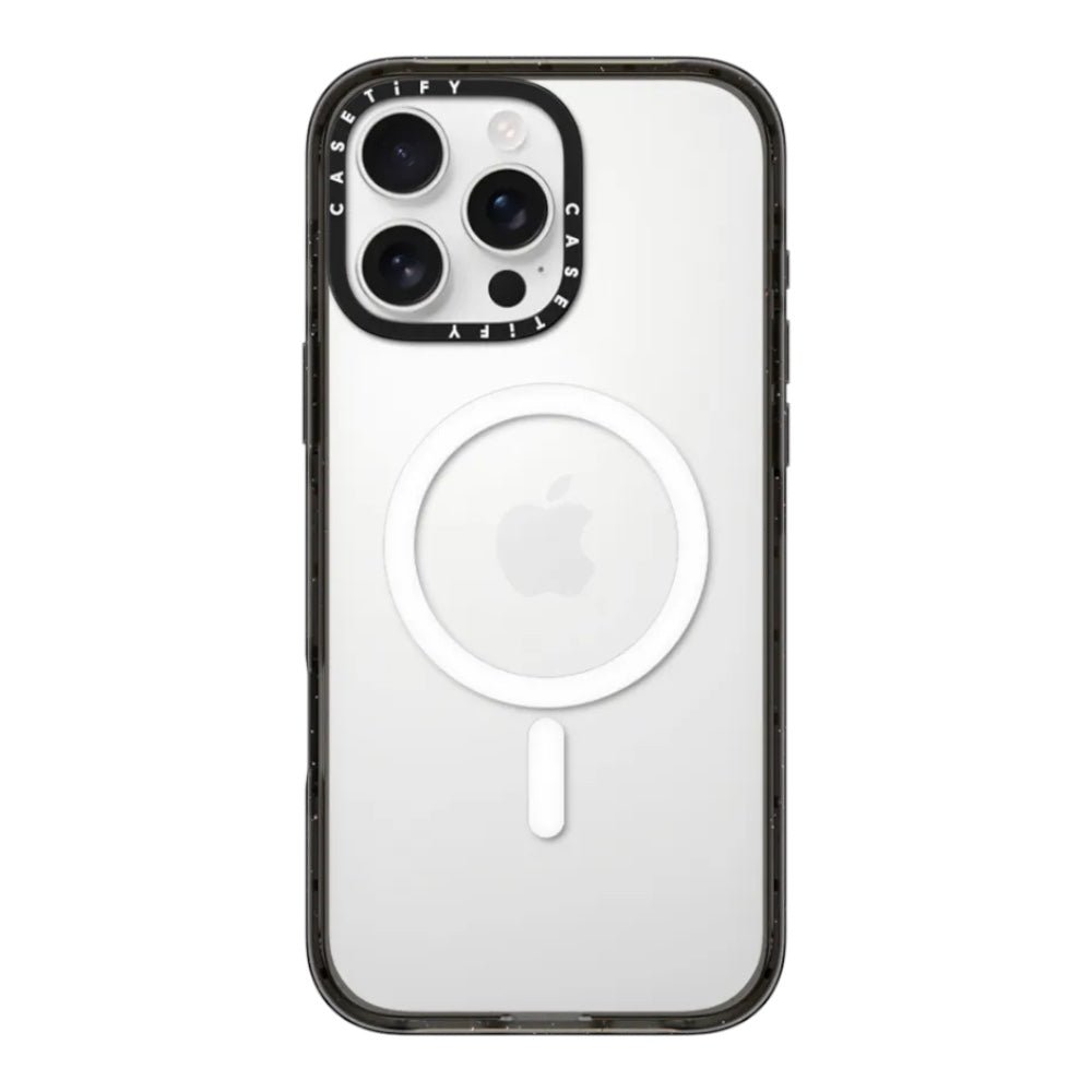 Casetify impact con magsafe iphone 16 plus color transparente con marco negro - TOP MOVIL