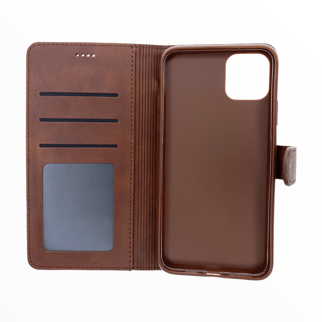 Estuche carteras lc imeeke folio libreta con porta tarjeta apple iphone 12 mini color cafe - TOP MOVIL