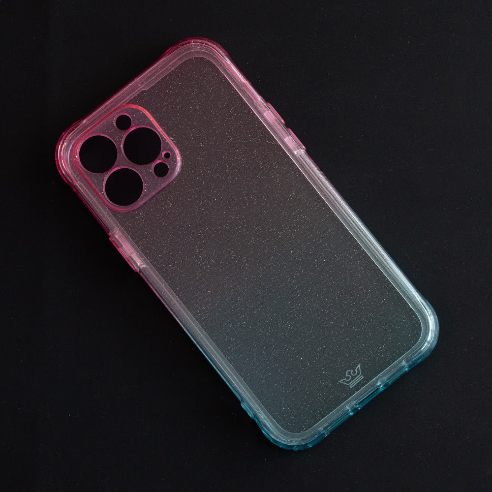 Estuche clasico el rey glitter degrade apple iphone 13 pro max color turquesa / rosado - TOP MOVIL