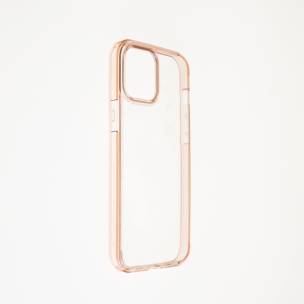 Estuche clasico spigen transparente marco apple iphone 12 pro max color rosado / transparente - TOP MOVIL