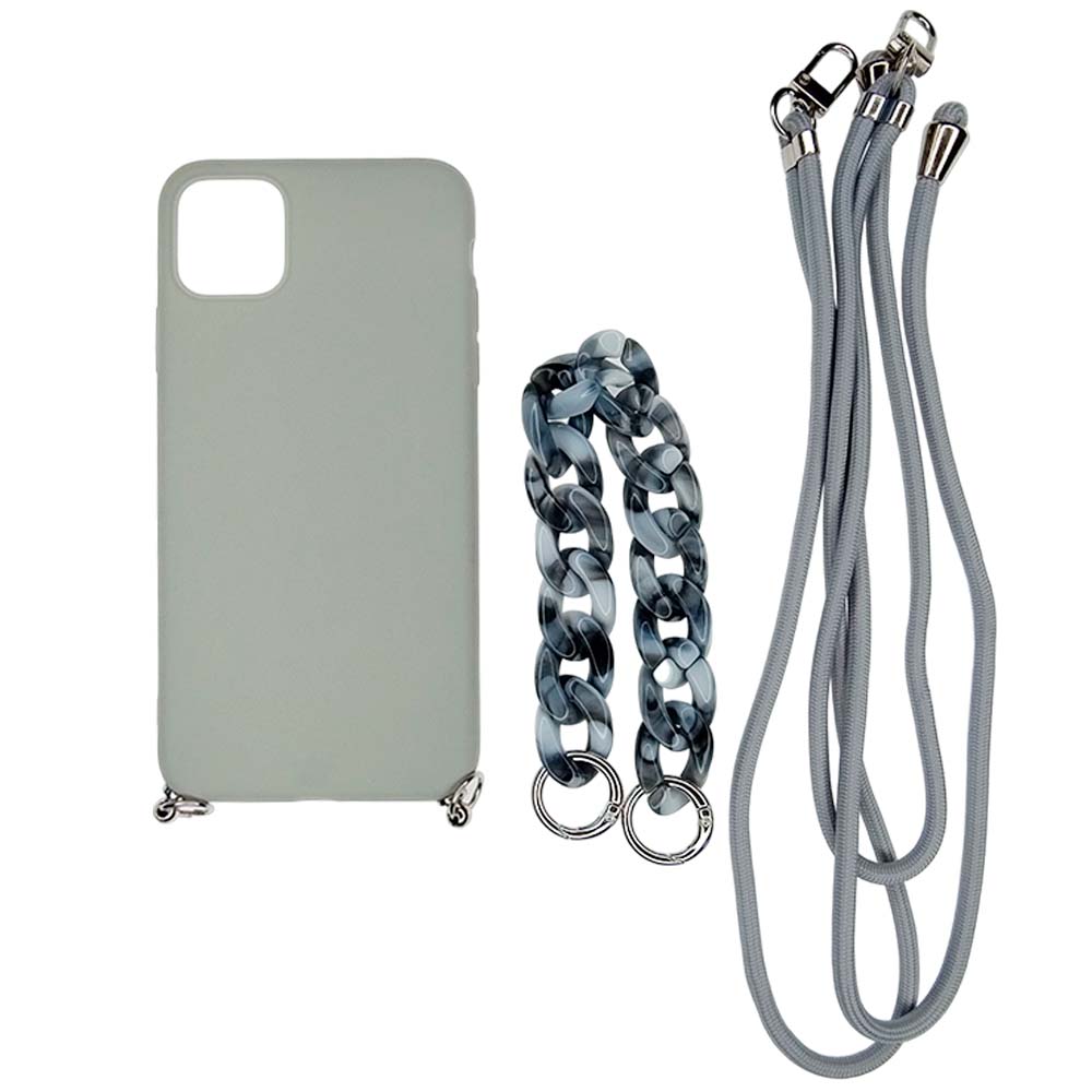Estuche el rey strap iphone 14 pro max strap de mano + strap hombro color gris - TOP MOVIL
