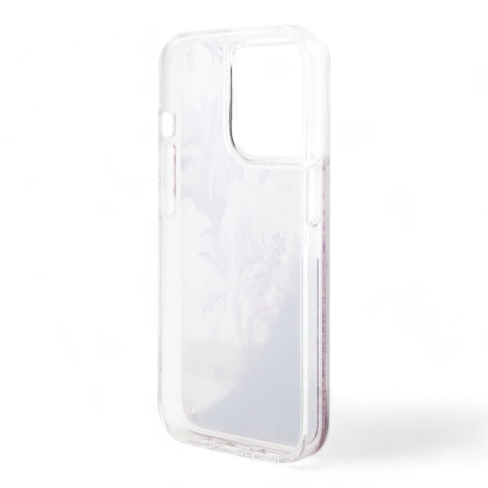 Estuche guess hard case iphone 15 pro pc/tpu pink hard case liquid glitter flower - guess color transparente - TOP MOVIL