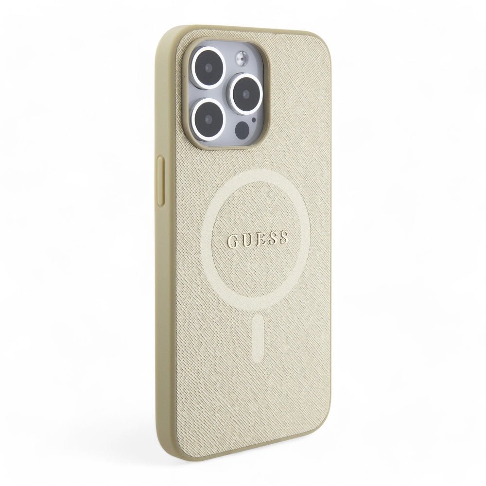 Estuche guess hc pu saffiano magsafe beige iphone 15 pro max color beige - TOP MOVIL