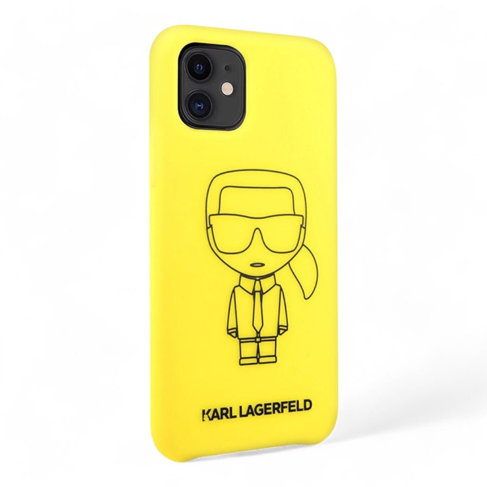 Estuche karl lagerfeld silicone ikonik black outline yellow iphone 11 color amarillo - TOP MOVIL