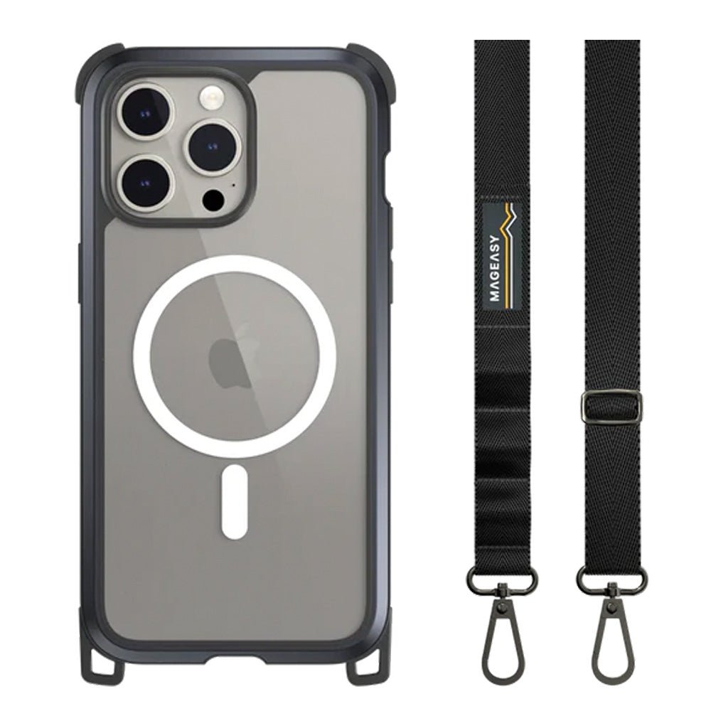 Estuche mageasy odyssey iphone 15 pro odyssey m + strap leather color negro - TOP MOVIL