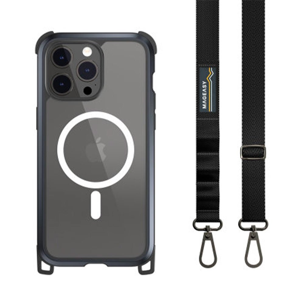 Estuche mageasy odyssey iphone 15 pro ultra m + strap metal color negro - TOP MOVIL