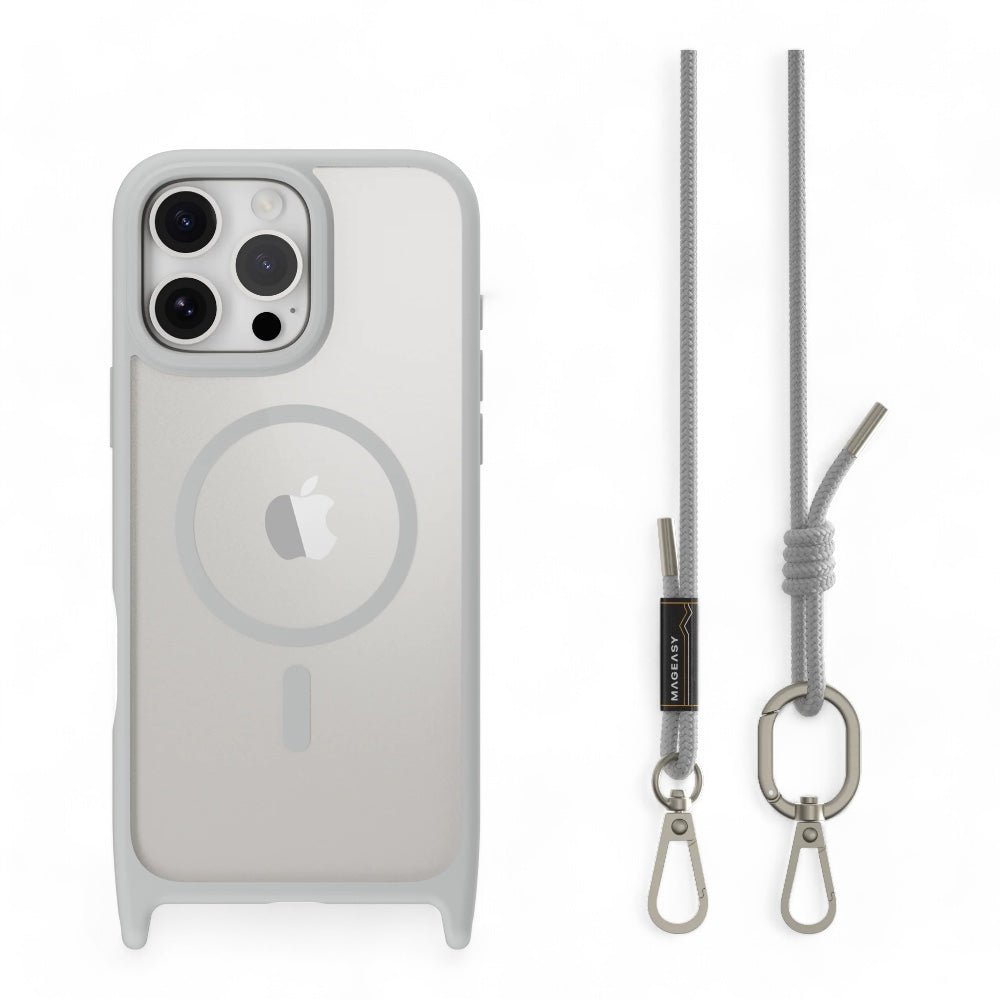 Estuche mageasy roam iphone 16 pro max roam m shockproof protective case with lanyard color transparente/negro - TOP MOVIL