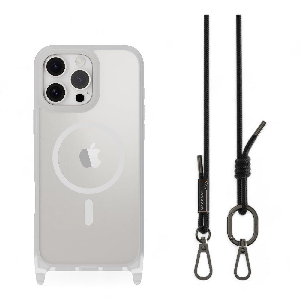 Estuche mageasy roam iphone 16 pro roam m shockproof protective case with lanyard color transparente/negro - TOP MOVIL