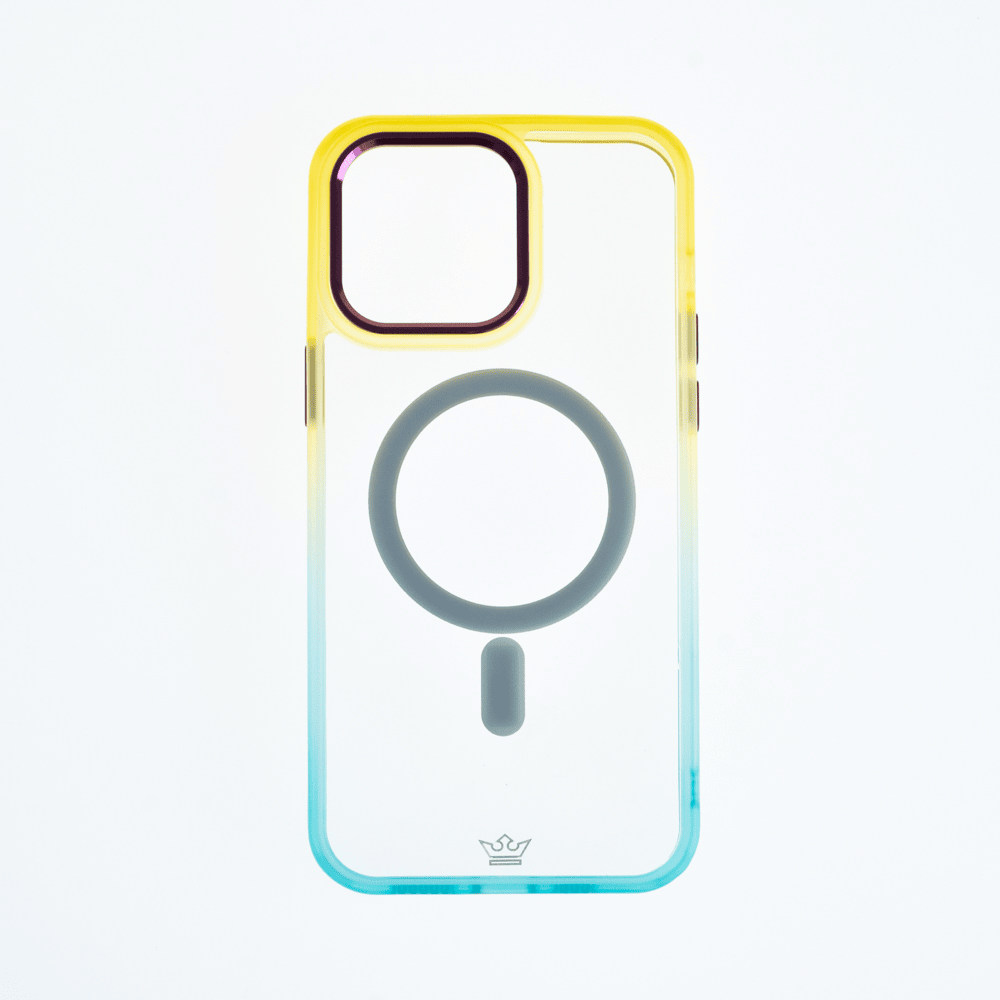Estuche magsafe el rey degrade borde y magsafe apple iphone 13 pro max color amarillo / turquesa - TOP MOVIL