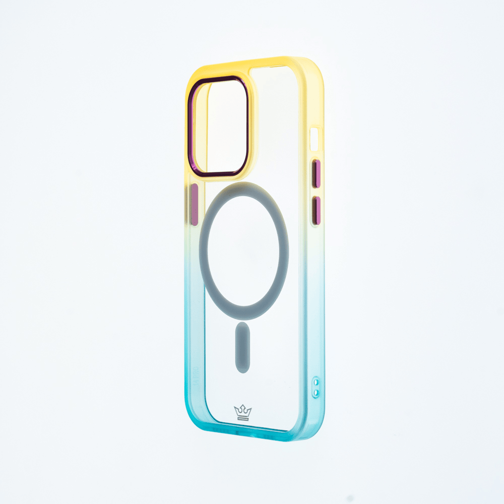 Estuche magsafe el rey degrade borde y magsafe apple iphone 13 pro max color amarillo / turquesa - TOP MOVIL
