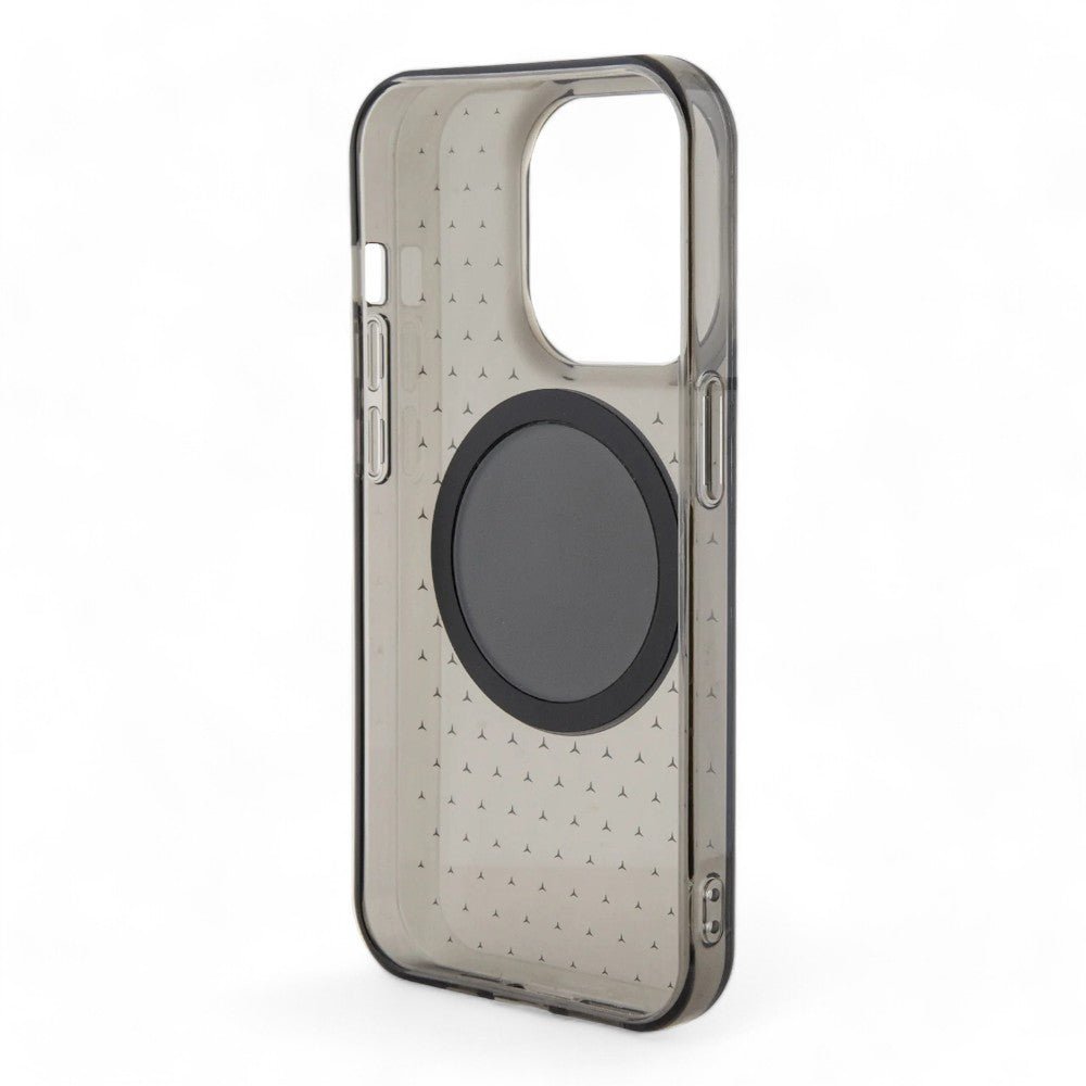 Estuche mercedes - benz magsafe iphone 15 pro pc/tpu black transparent mafsafe compatible case star pattern color negro - TOP MOVIL