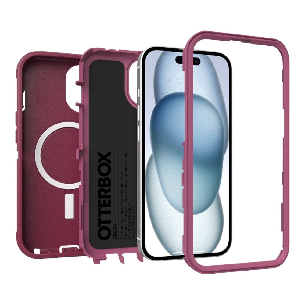 Estuche otterbox defender con magsafe y clip color corinto modelo iphone 14 - TOP MOVIL