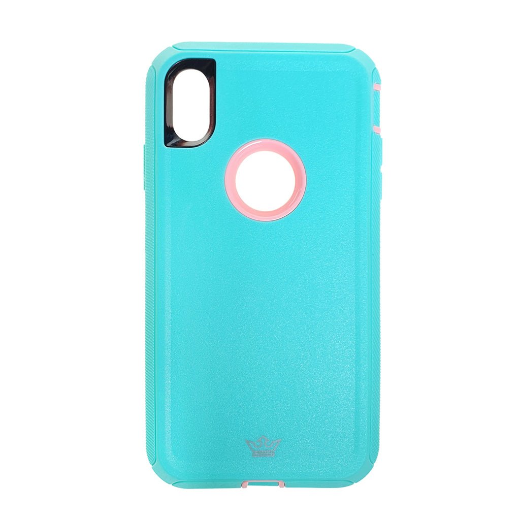 estuche proteccion el rey defender apple iphone xs max color turquesa / rosado - TOP MOVIL