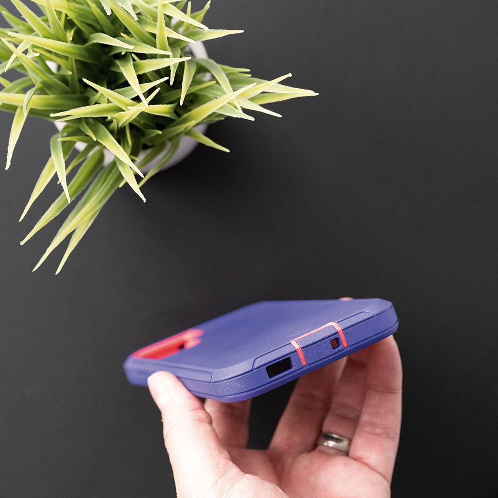 estuche proteccion el rey defender samsung s22 color morado / rosado - TOP MOVIL