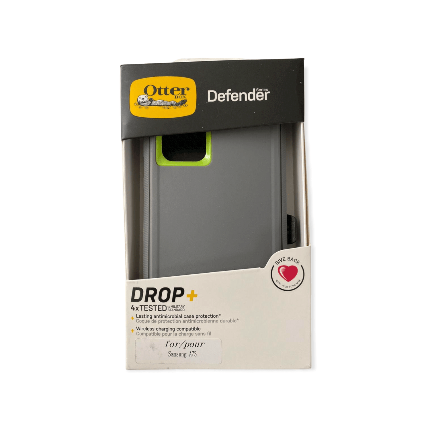 Estuche proteccion otterbox defender samsung a73 color gris / verde - TOP MOVIL