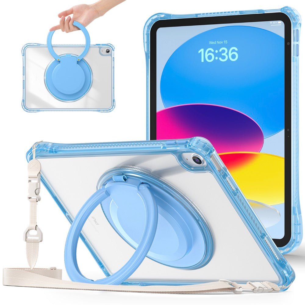 Estuche transparent b series modelo ipad 10 th color celeste con strap - TOP MOVIL