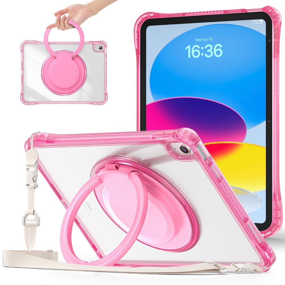 Estuche transparent b series modelo ipad 10 th color fucsia con strap - TOP MOVIL