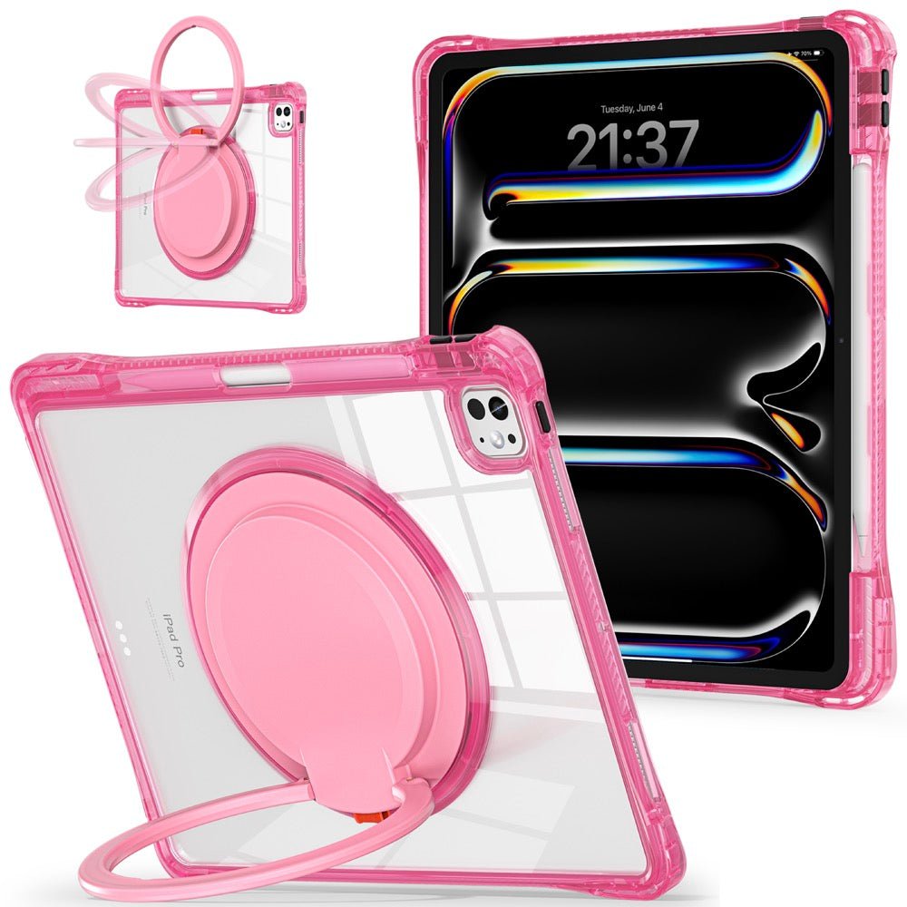 Estuche transparent b series modelo ipad pro 13 2024 color fucsia con strap - TOP MOVIL