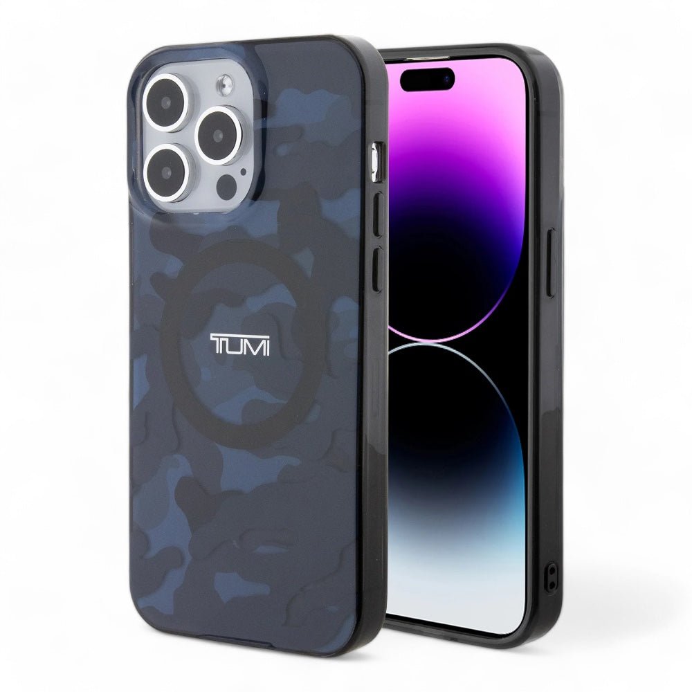 Estuche tumi hc double layer pc/tpu magsafe camo print iphone 15 pro max color azul - TOP MOVIL