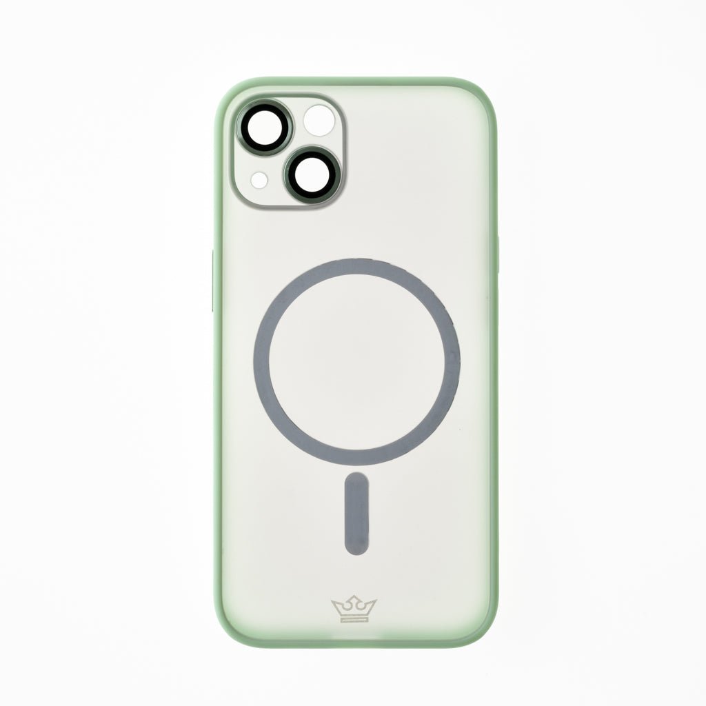 Estuche vidrio templado el rey magsafe con marco de vidrio templado de camara trasera apple iphone 13 color verde - TOP MOVIL