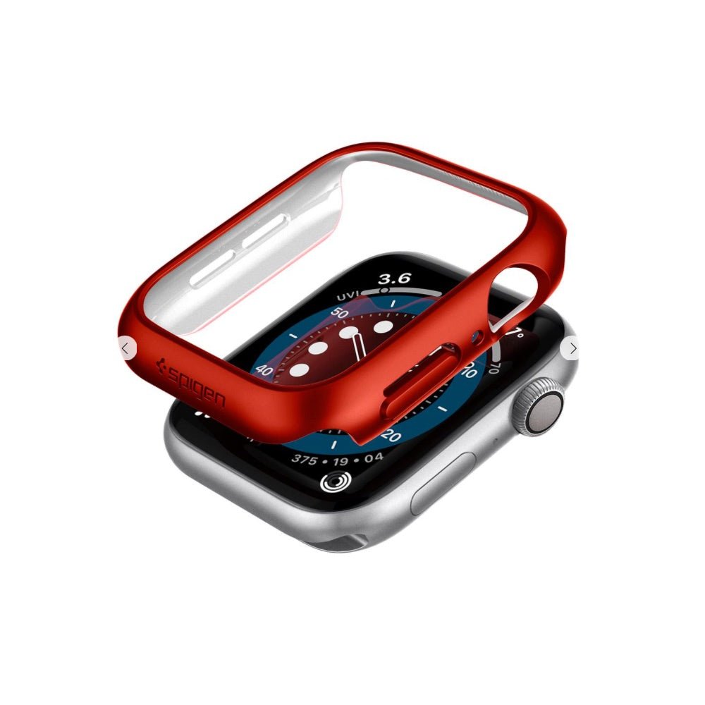 Estuche watch bumper spigen think fit apple 44 / 45 mm color rojo - TOP MOVIL