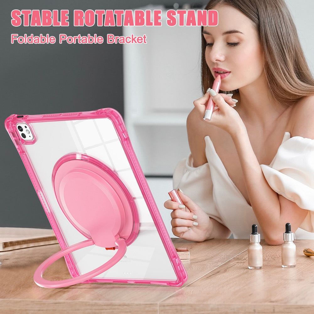 Estuche transparent b series modelo ipad pro 13 2024 color fucsia con strap