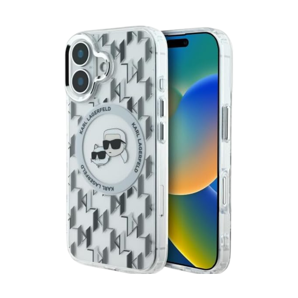 Karl Lagerfeld hc magsafe iml metal monogram kc heads transparent iphone 16
