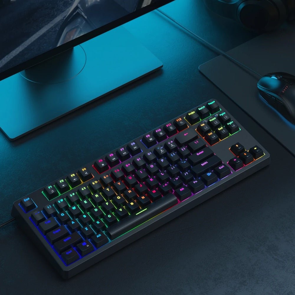 Gadget Aukey Gaming Kmg14 Mechanical Keyboard Blue Switchecompact 87Key With Software Color Azul - TOP MOVIL (B2C)