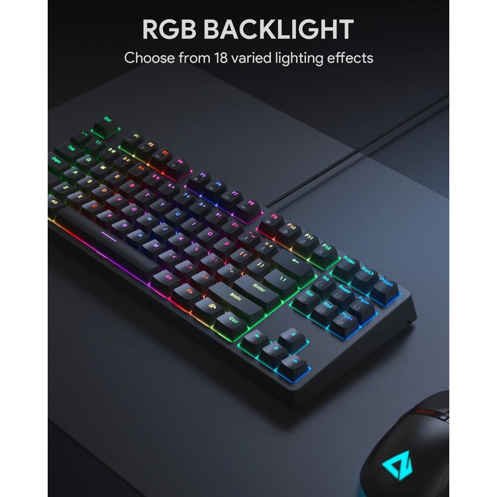 Gadget Aukey Gaming Kmg14 Mechanical Keyboard Blue Switchecompact 87Key With Software Color Azul - TOP MOVIL (B2C)