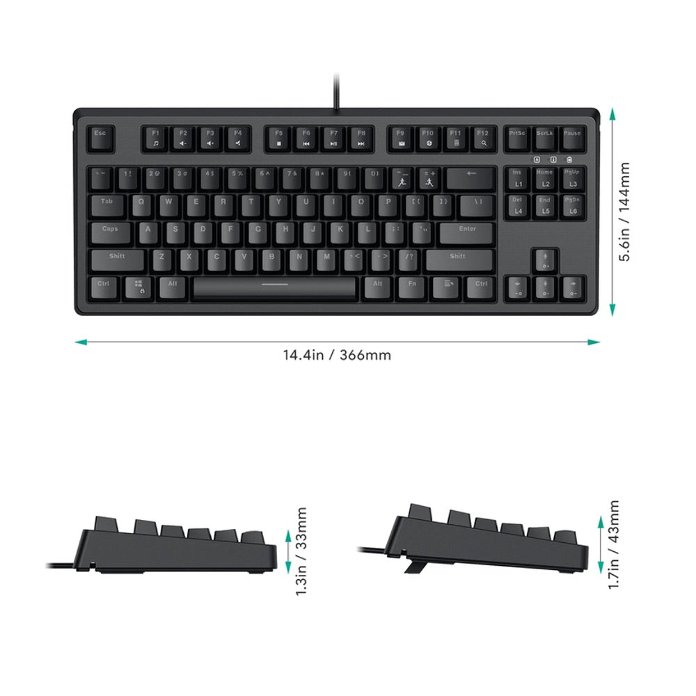 Gadget Aukey Gaming Kmg14 Mechanical Keyboard Blue Switchecompact 87Key With Software Color Azul - TOP MOVIL